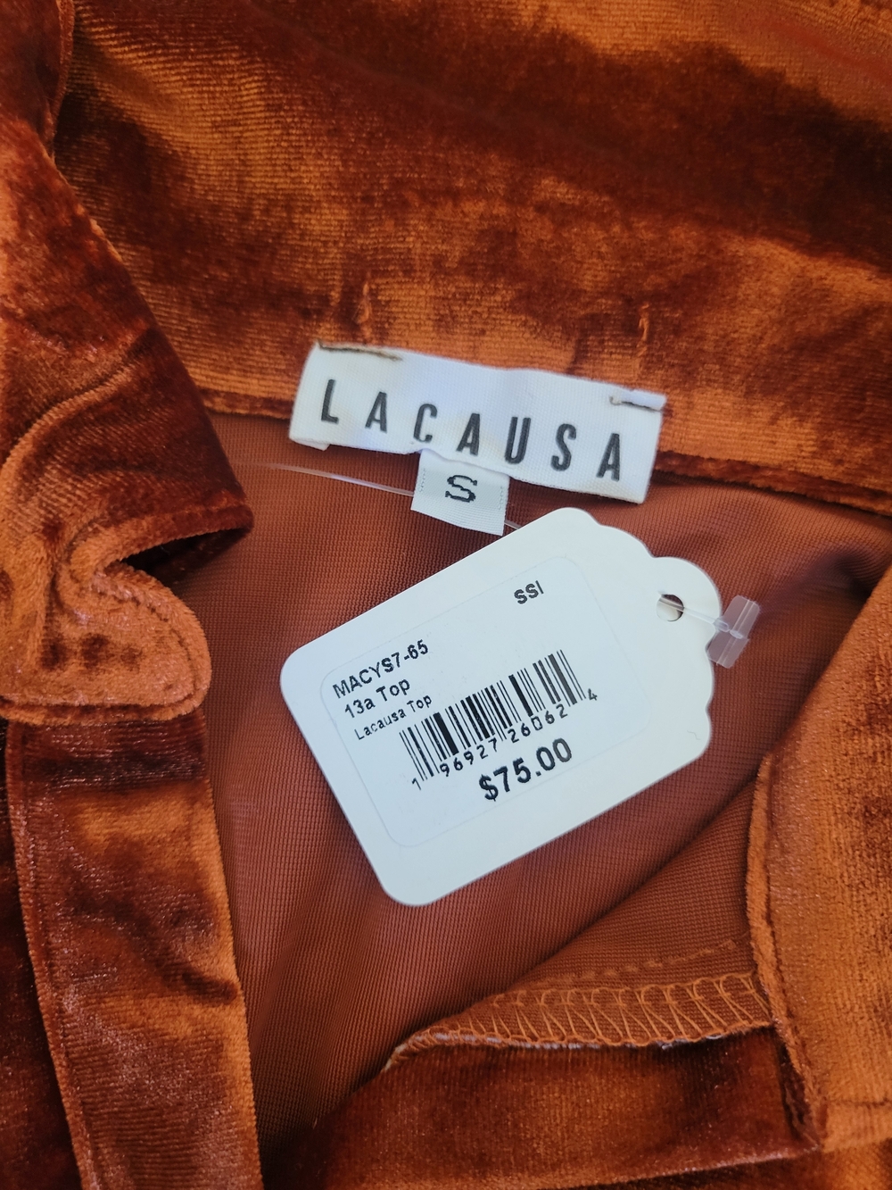 LACAUSA Rust Velvet Ruched Button-Front Mini Dress - Picture 4 of 5